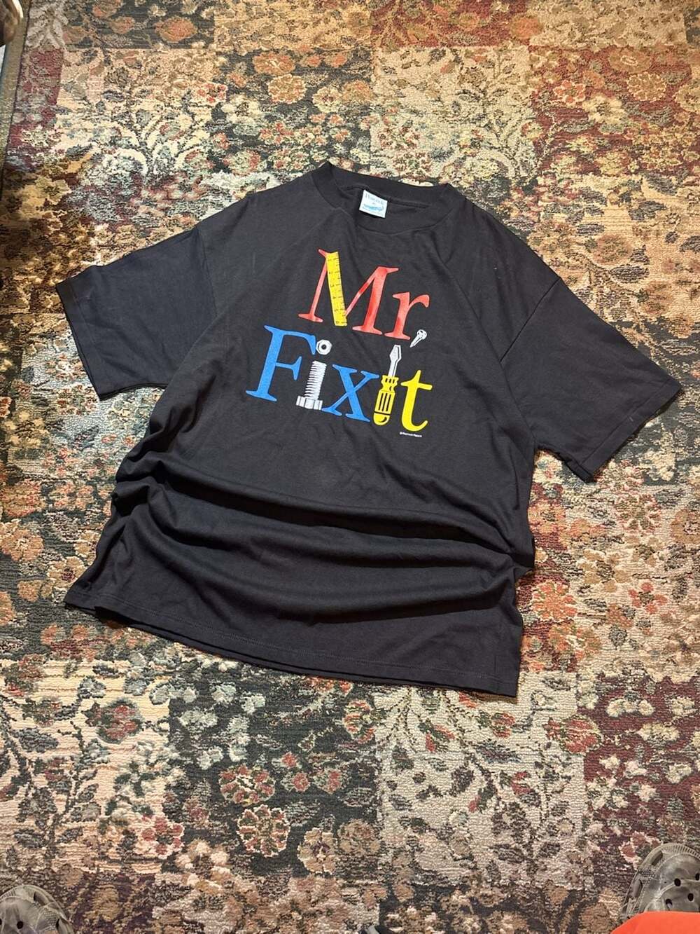 Vintage Peacock Papers Mr. Fixit Graphic T-Shirt Black Size XL